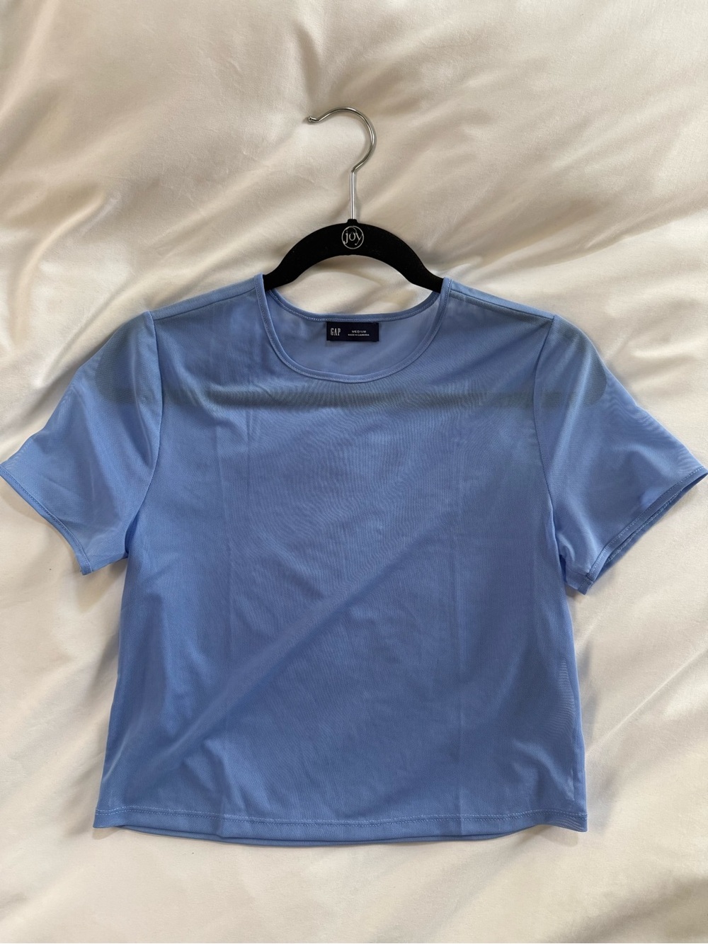 Gap sheer mesh cropped medium Light baby Blue Crewneck Tee